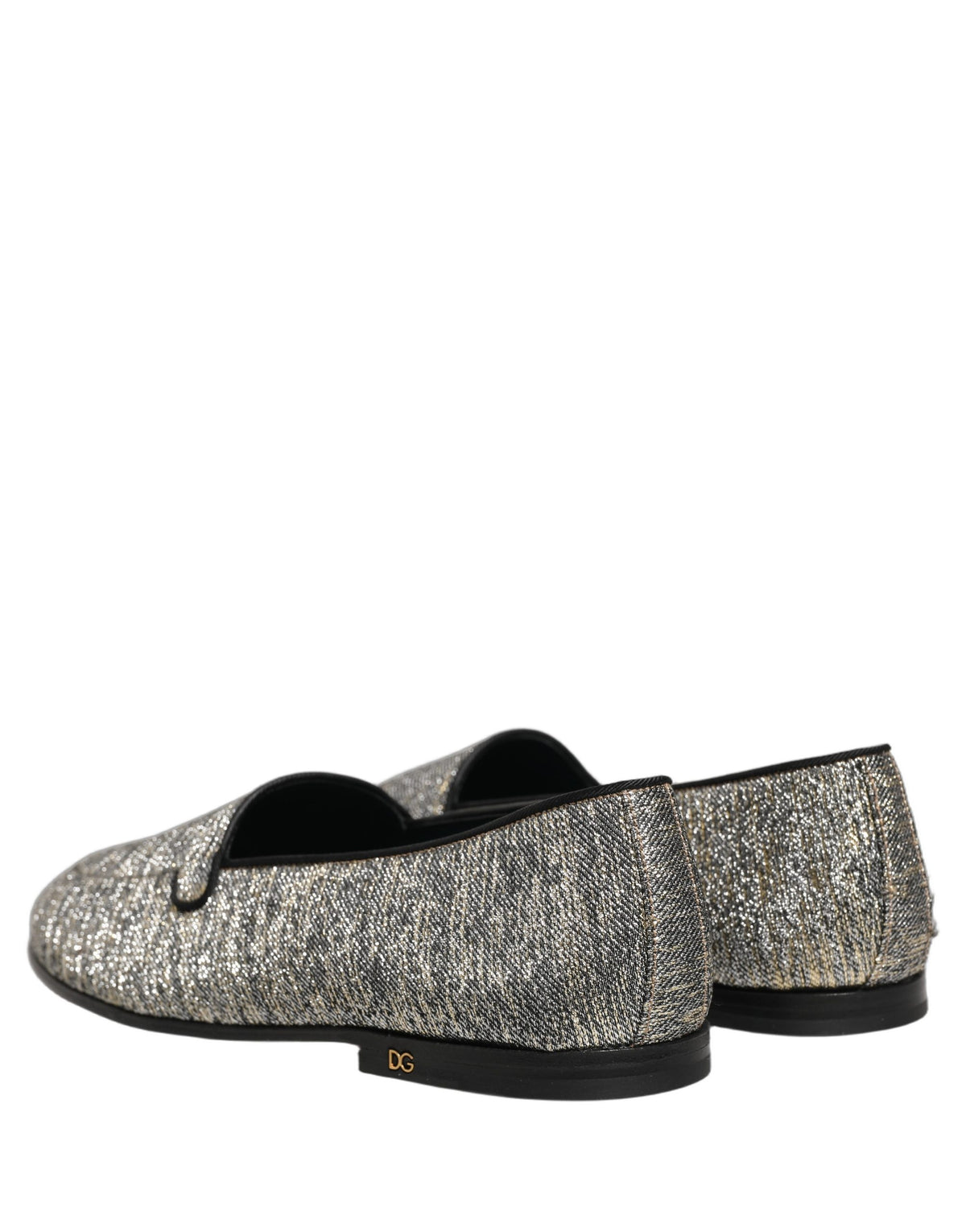 Dolce & Gabbana 9 To 5 Men's Leather & Lurex Loafer Slip-On Shoes - Gray Signature