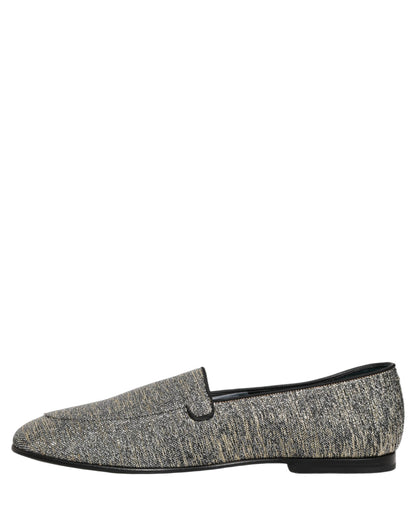 Dolce & Gabbana 9 To 5 Men's Leather & Lurex Loafer Slip-On Shoes - Gray Signature