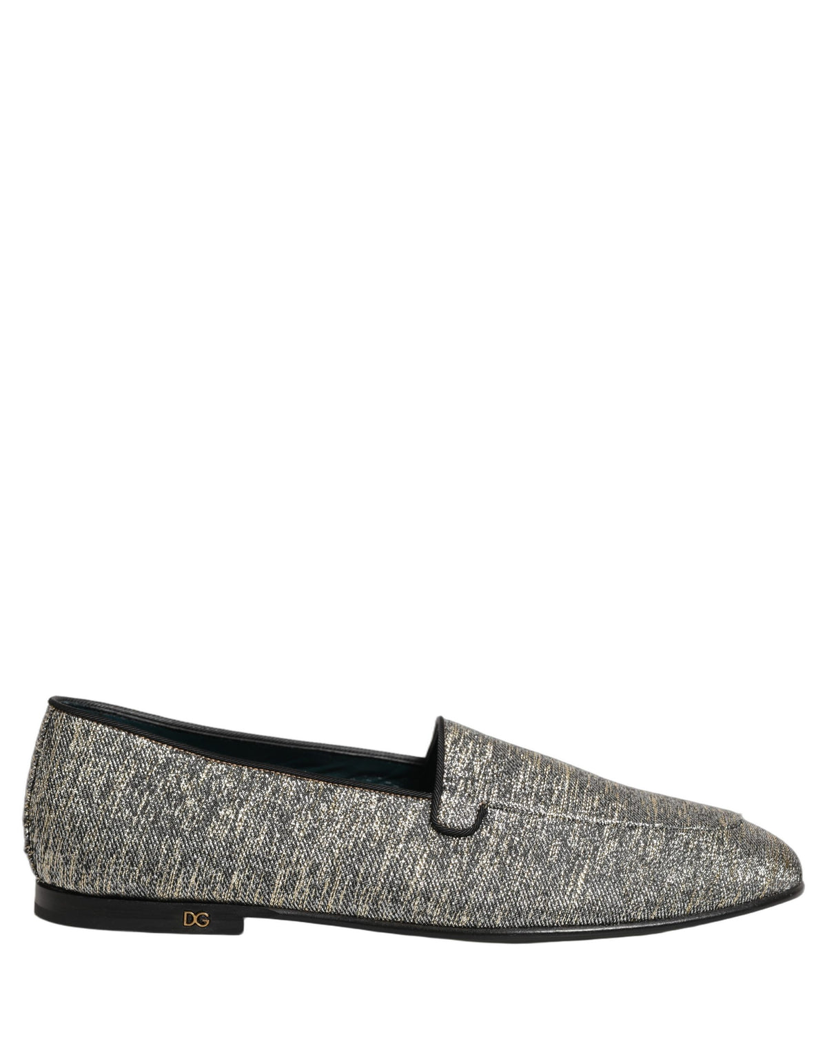 Dolce & Gabbana 9 To 5 Men's Leather & Lurex Loafer Slip-On Shoes - Gray Signature