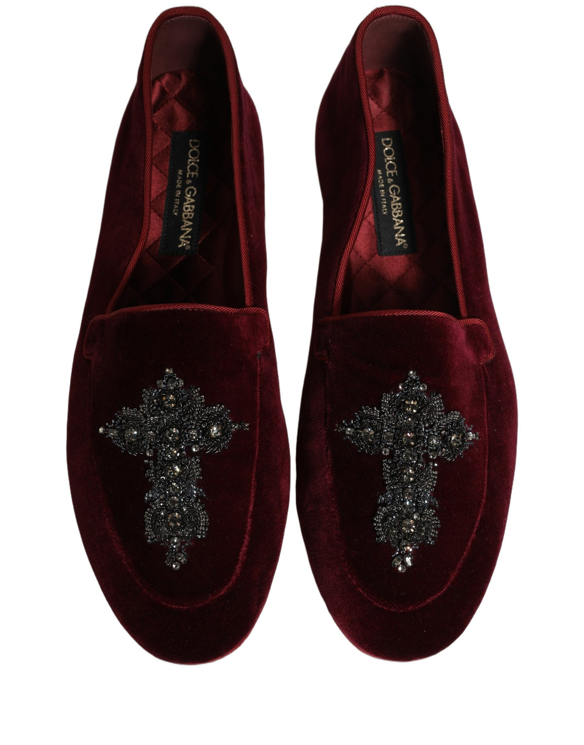 Dolce & Gabbana 9 To 5 Men's Suede Leather & Crystal Loafer Slip-On Shoes - Red Signature