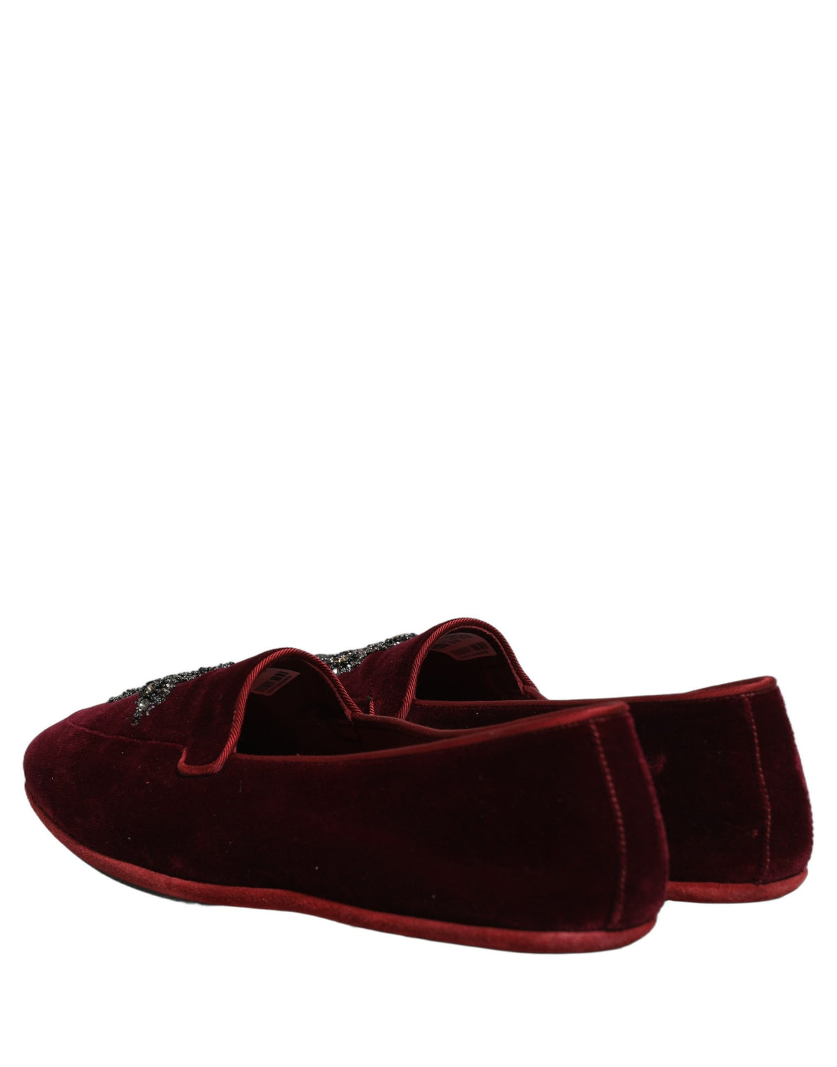 Dolce & Gabbana 9 To 5 Men's Suede Leather & Crystal Loafer Slip-On Shoes - Red Signature
