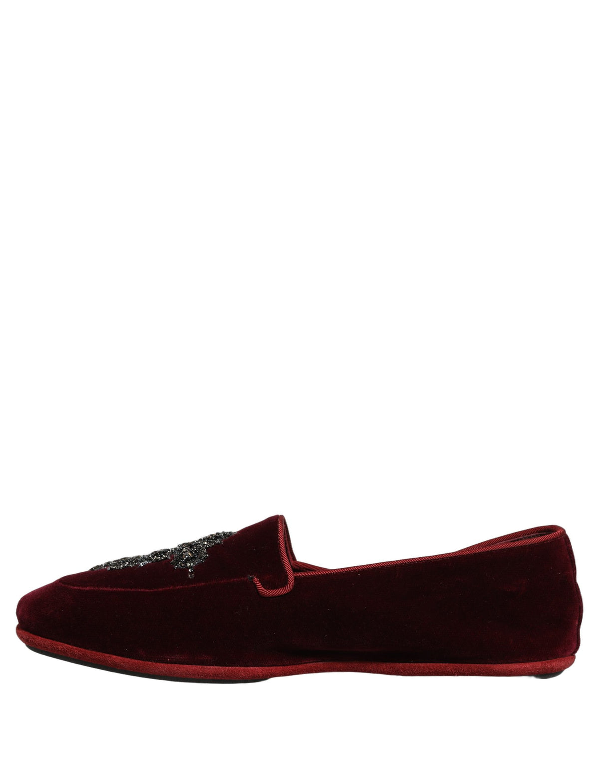 Dolce & Gabbana 9 To 5 Men's Suede Leather & Crystal Loafer Slip-On Shoes - Red Signature