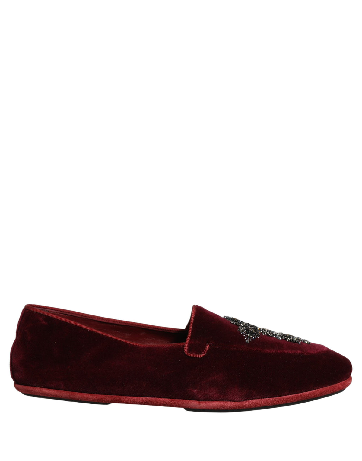 Dolce & Gabbana 9 To 5 Men's Suede Leather & Crystal Loafer Slip-On Shoes - Red Signature