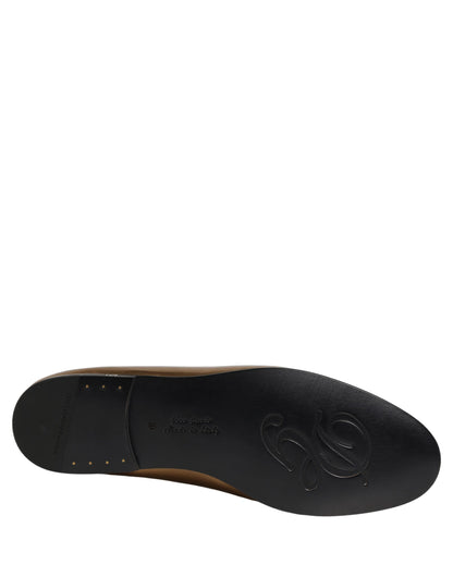 Dolce & Gabbana 9 To 5 Men's Leather Low-Heel Loafer Slip-On Shoes - Gold Signature