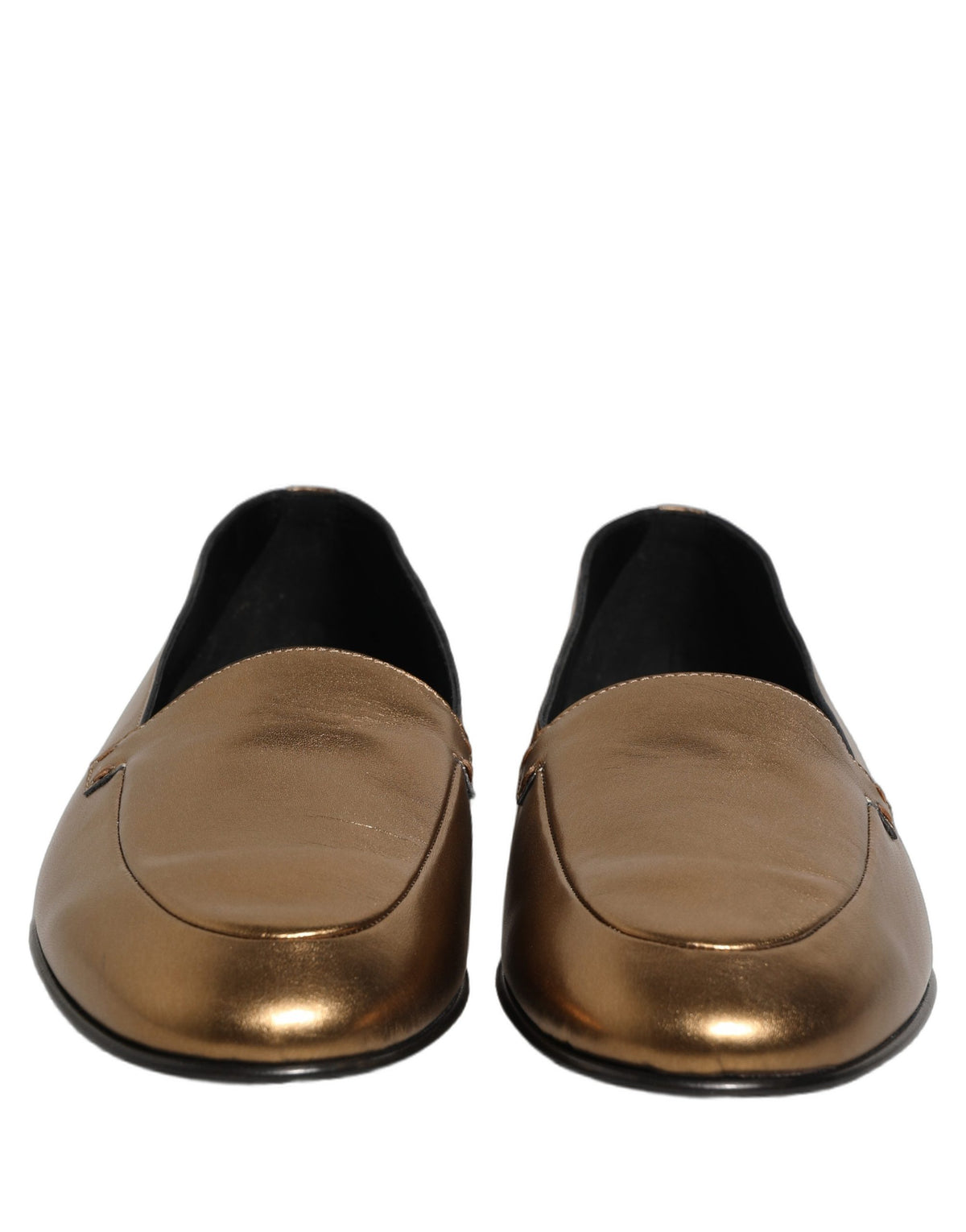 Dolce & Gabbana 9 To 5 Men's Leather Low-Heel Loafer Slip-On Shoes - Gold Signature