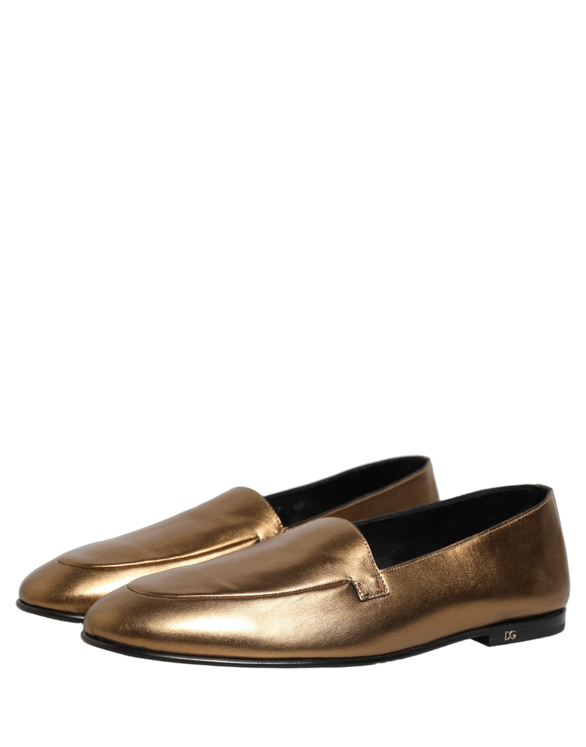 Dolce & Gabbana 9 To 5 Men's Leather Low-Heel Loafer Slip-On Shoes - Gold Signature