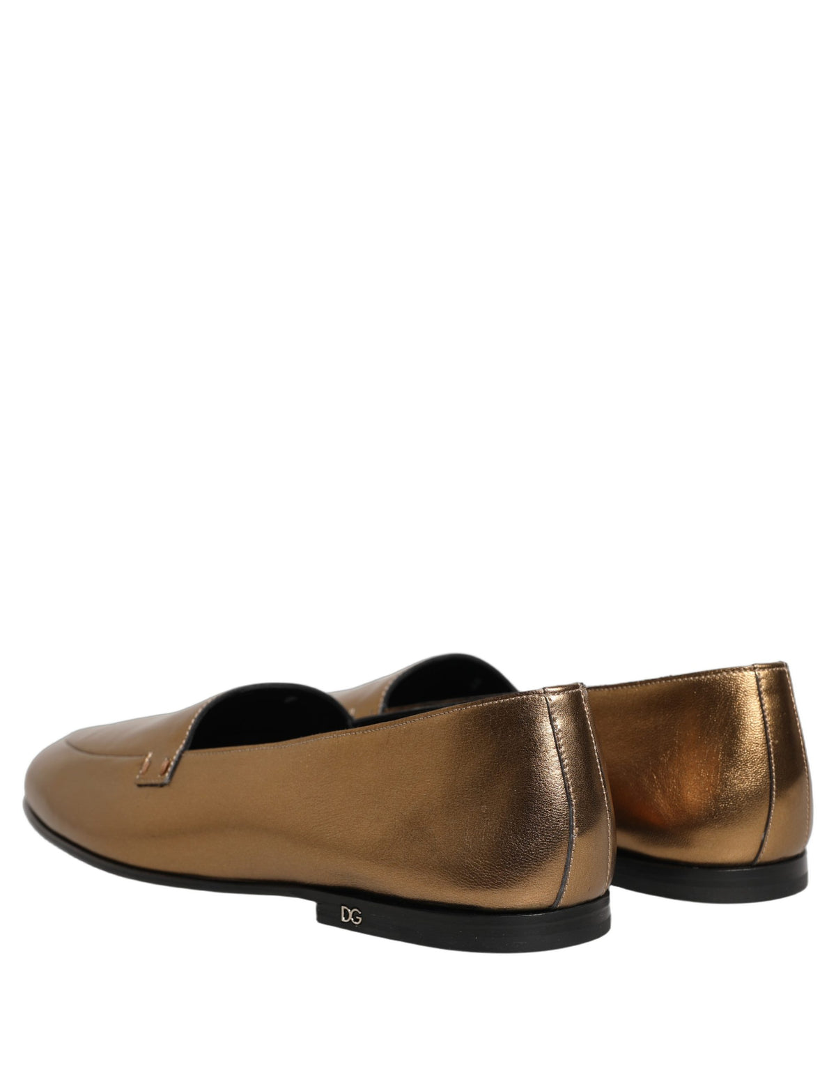 Dolce & Gabbana 9 To 5 Men's Leather Low-Heel Loafer Slip-On Shoes - Gold Signature