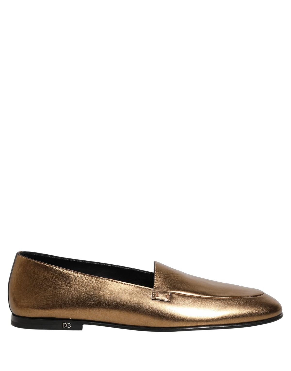 Dolce & Gabbana 9 To 5 Men's Leather Low-Heel Loafer Slip-On Shoes - Gold Signature