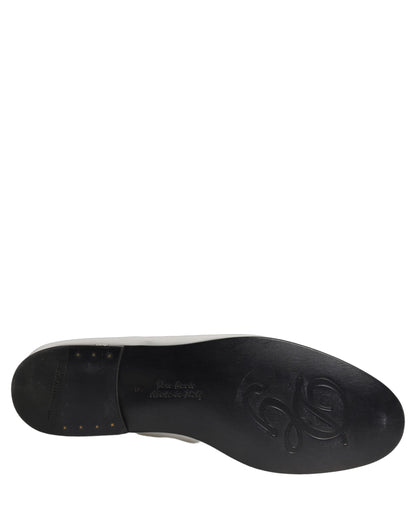 Dolce & Gabbana 9 To 5 Aria Men's Leather Low-Heel Loafer Slip-On Shoes - Silver Signature
