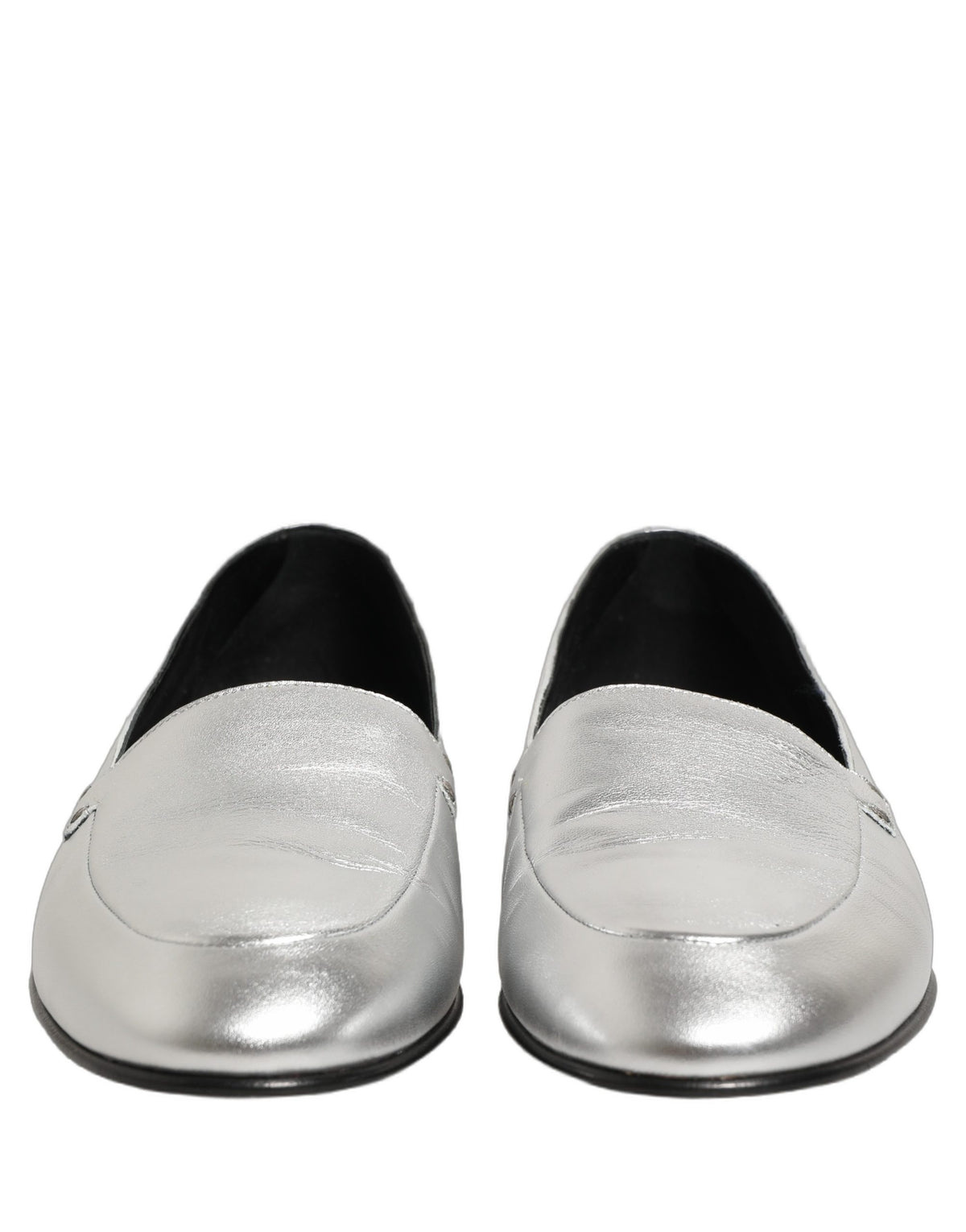 Dolce & Gabbana 9 To 5 Aria Men's Leather Low-Heel Loafer Slip-On Shoes - Silver Signature