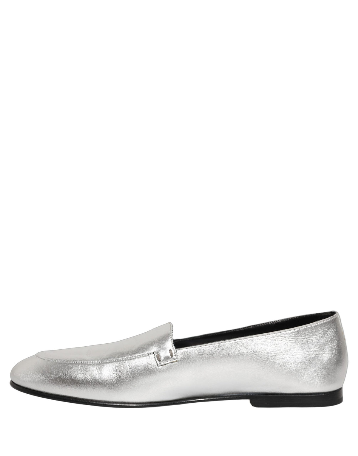 Dolce & Gabbana 9 To 5 Aria Men's Leather Low-Heel Loafer Slip-On Shoes - Silver Signature