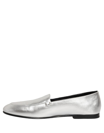 Dolce & Gabbana 9 To 5 Aria Men's Leather Low-Heel Loafer Slip-On Shoes - Silver Signature