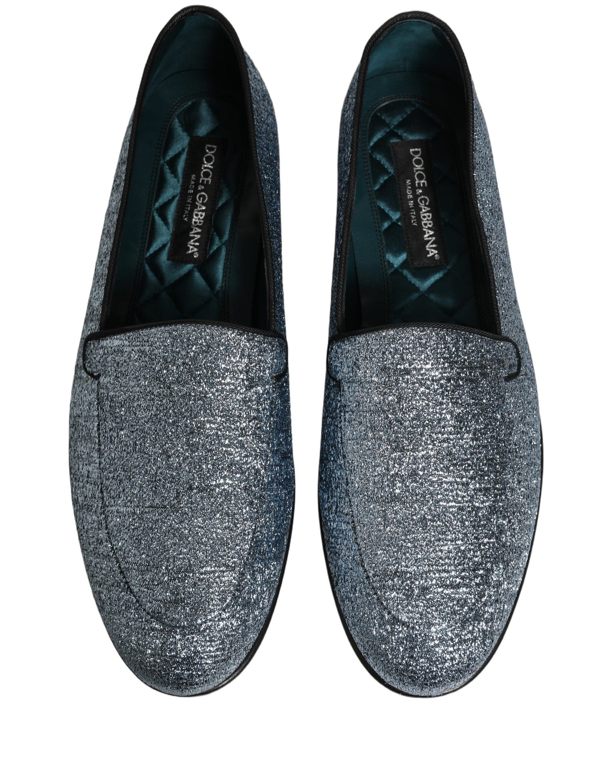 Dolce & Gabbana 9 To 5 Men's Leather & Lurex Loafer Slip-On Shoes - Blue Signature