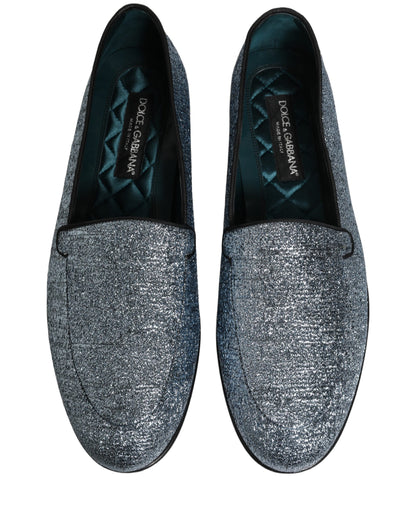 Dolce & Gabbana 9 To 5 Men's Leather & Lurex Loafer Slip-On Shoes - Blue Signature