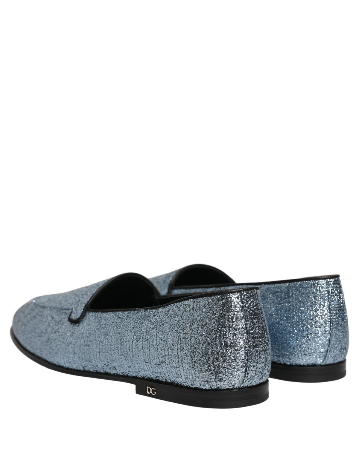 Dolce & Gabbana 9 To 5 Men's Leather & Lurex Loafer Slip-On Shoes - Blue Signature