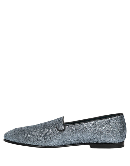 Dolce & Gabbana 9 To 5 Men's Leather & Lurex Loafer Slip-On Shoes - Blue Signature