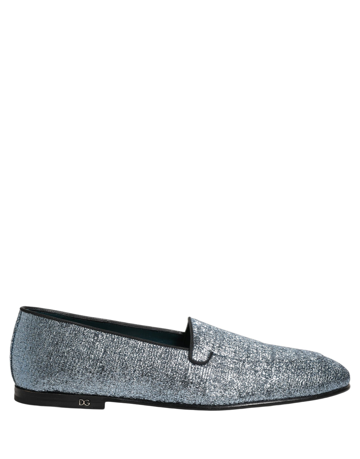 Dolce & Gabbana 9 To 5 Men's Leather & Lurex Loafer Slip-On Shoes - Blue Signature
