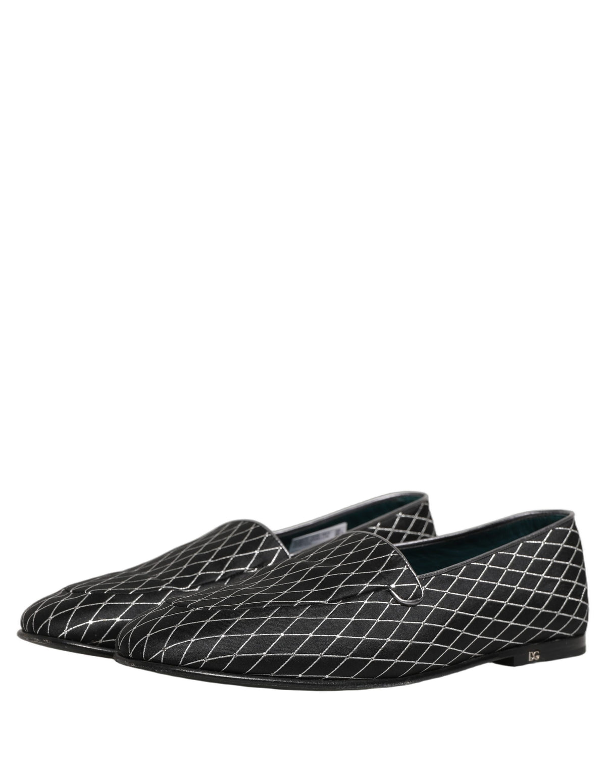 Dolce & Gabbana 9 To 5 Men's Leather & Velvet Loafer Slip-On Shoes - Black Signature