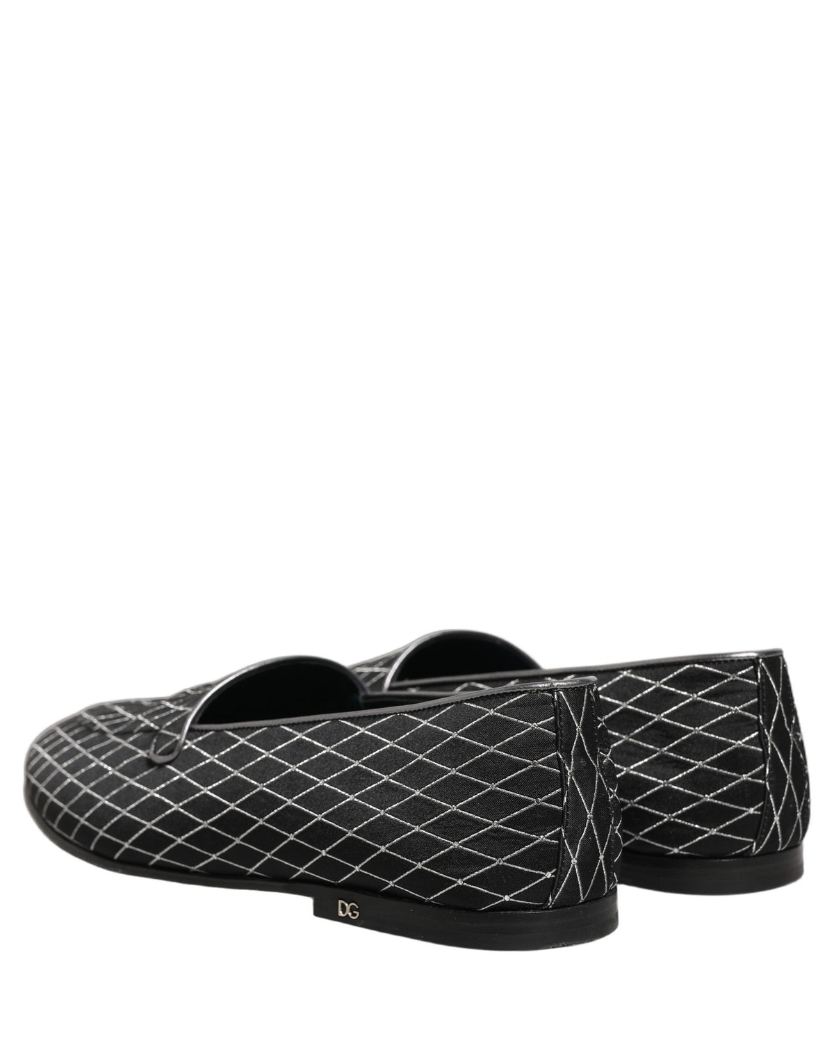 Dolce & Gabbana 9 To 5 Men's Leather & Velvet Loafer Slip-On Shoes - Black Signature