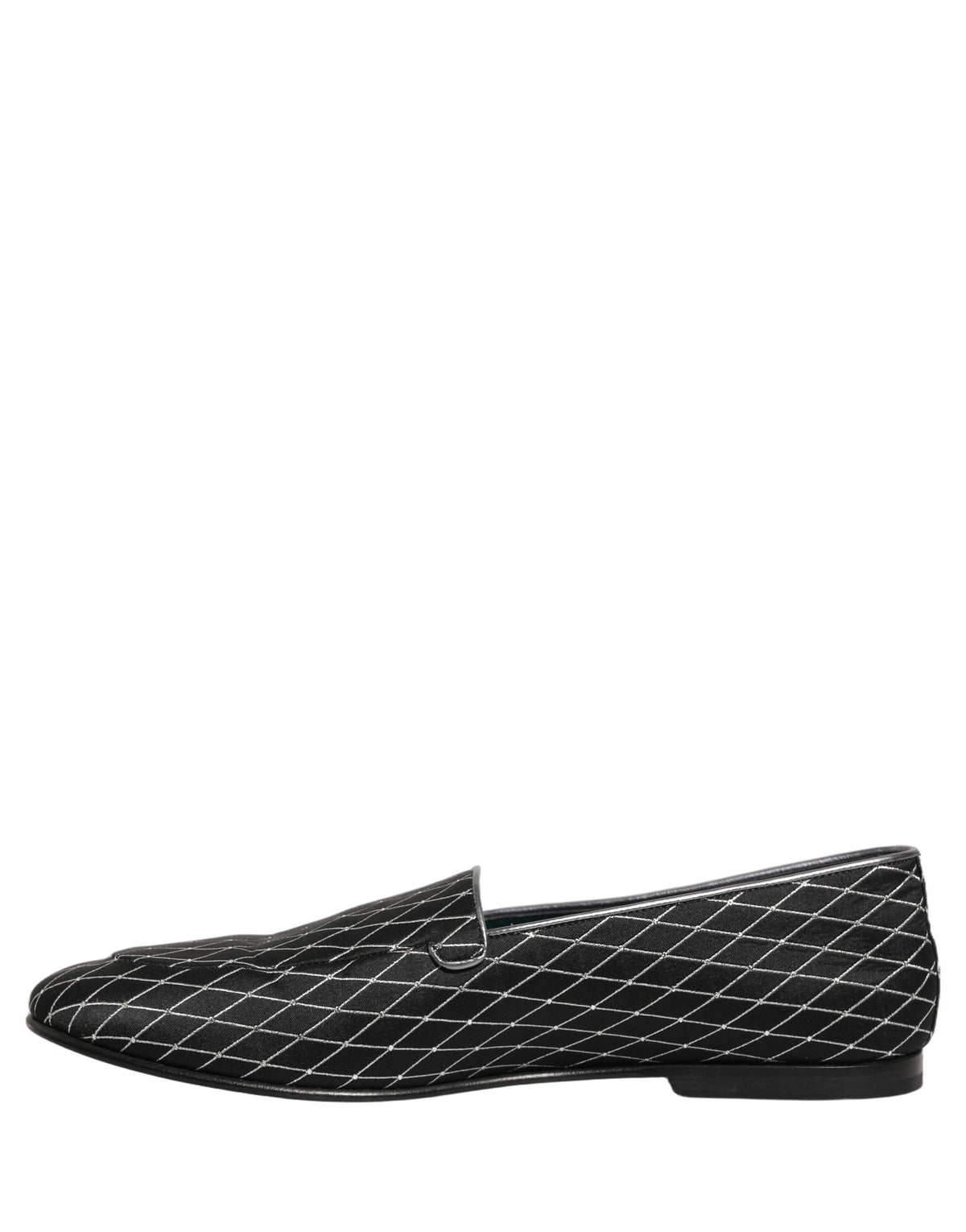 Dolce & Gabbana 9 To 5 Men's Leather & Velvet Loafer Slip-On Shoes - Black Signature