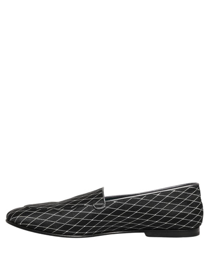 Dolce & Gabbana 9 To 5 Men's Leather & Velvet Loafer Slip-On Shoes - Black Signature
