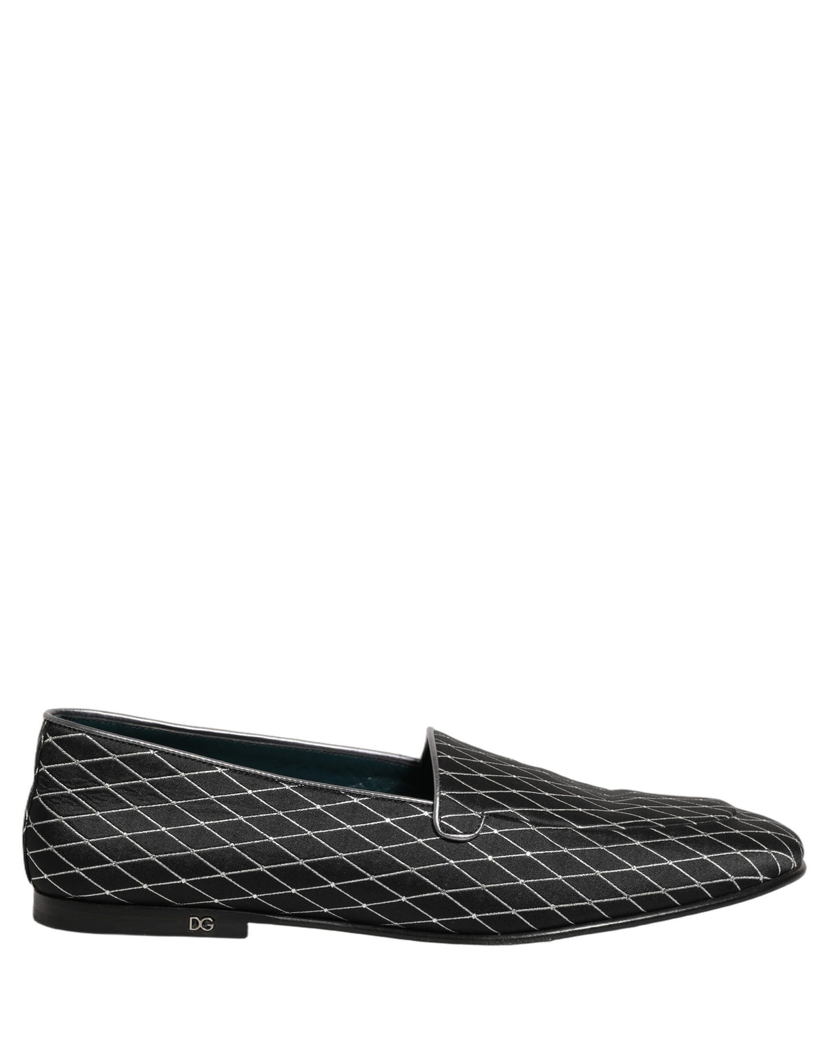 Dolce & Gabbana 9 To 5 Men's Leather & Velvet Loafer Slip-On Shoes - Black Signature