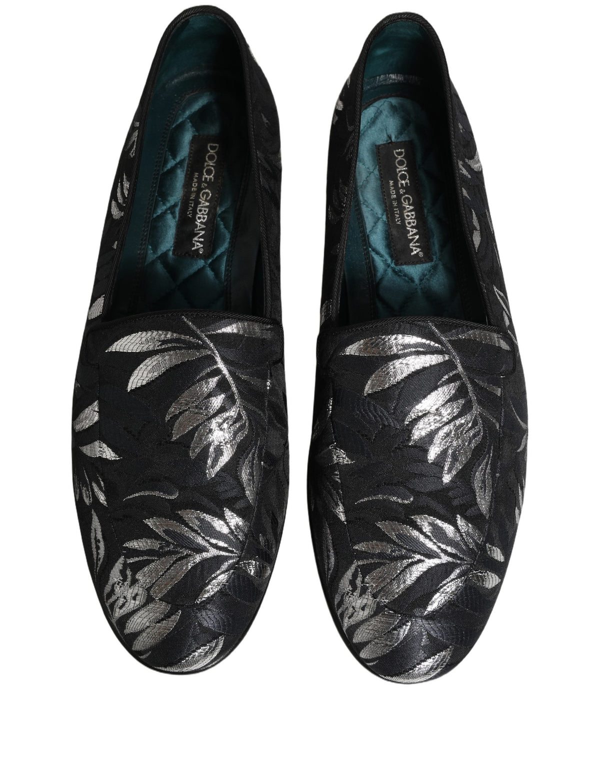 Dolce & Gabbana 9 To 5 501 Men's Leather Loafer Slip-On Shoes - Black Patterned Floral Jacquard Signature