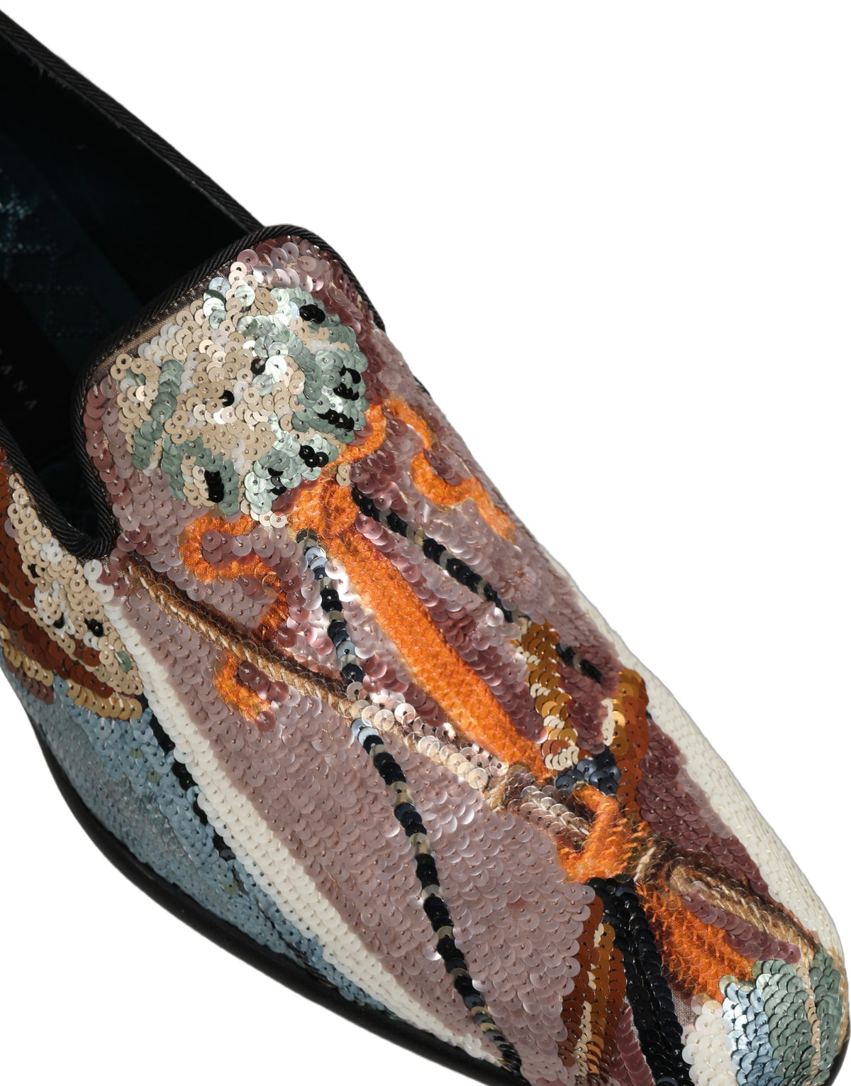 Dolce & Gabbana 9 To 5 Aria Men's Leather & Sequins Loafer Slip-On Shoes - Multicolor Signature