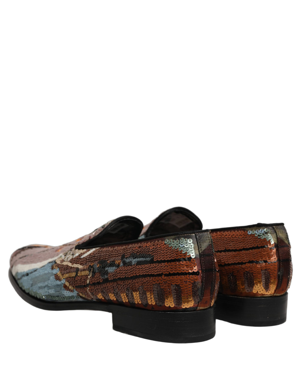 Dolce & Gabbana 9 To 5 Aria Men's Leather & Sequins Loafer Slip-On Shoes - Multicolor Signature