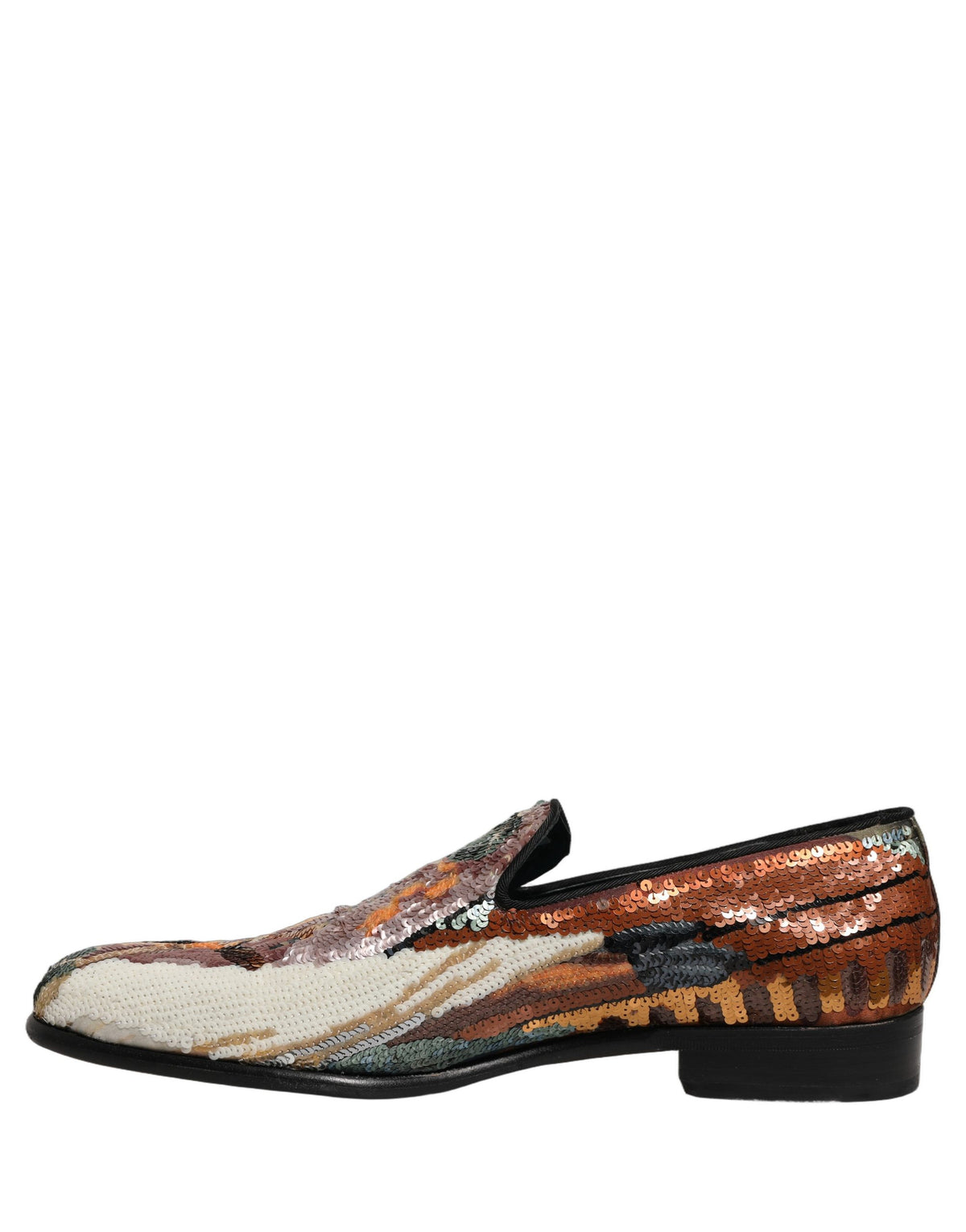 Dolce & Gabbana 9 To 5 Aria Men's Leather & Sequins Loafer Slip-On Shoes - Multicolor Signature
