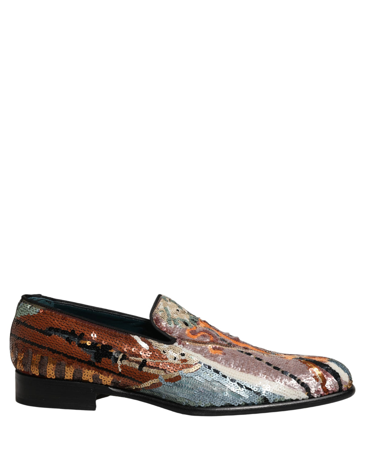 Dolce & Gabbana 9 To 5 Aria Men's Leather & Sequins Loafer Slip-On Shoes - Multicolor Signature