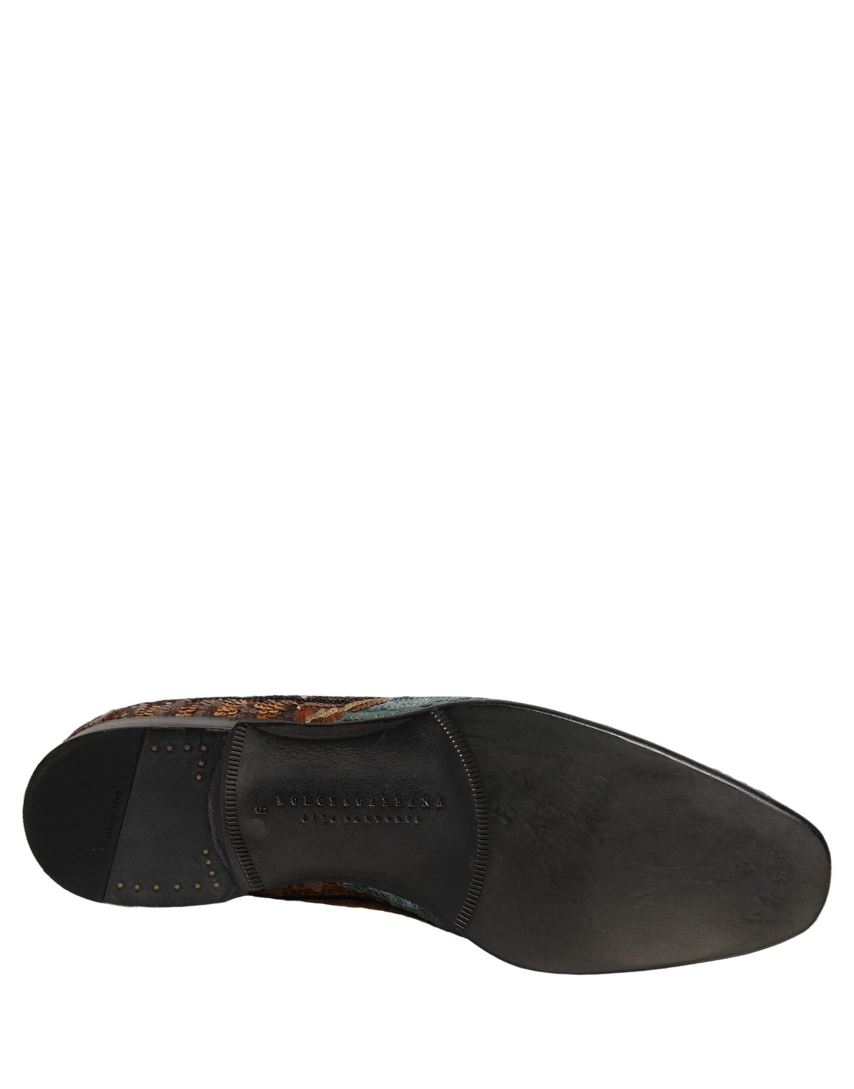 Dolce & Gabbana 9 To 5 Aria Men's Leather & Sequins Loafer Slip-On Shoes - Multicolor Signature