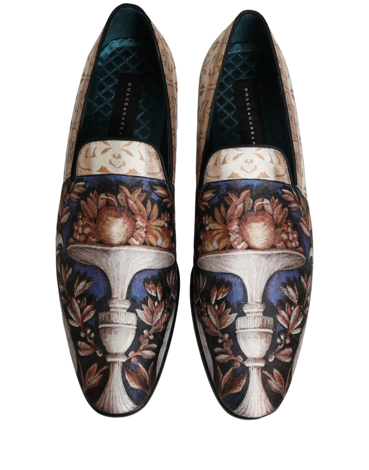 Dolce & Gabbana 9 To 5 Men's Leather & Velvet Loafer Slip-On Shoes - Multicolor Signature Print