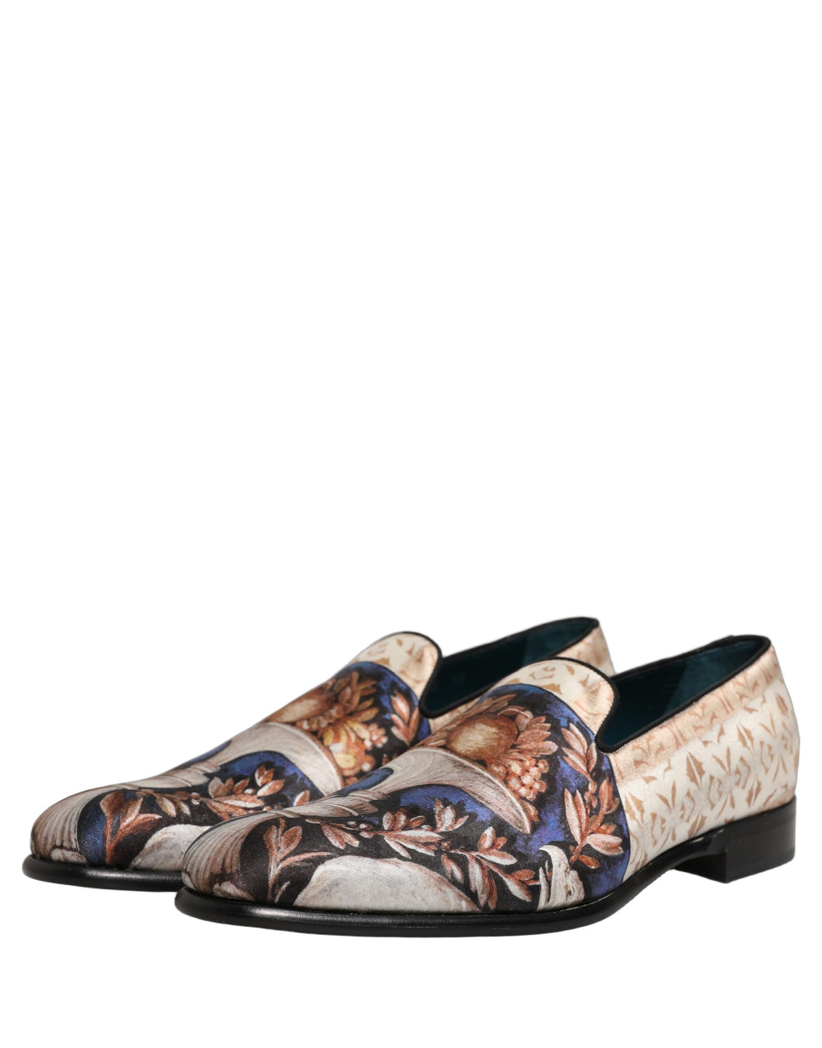 Dolce & Gabbana 9 To 5 Men's Leather & Velvet Loafer Slip-On Shoes - Multicolor Signature Print