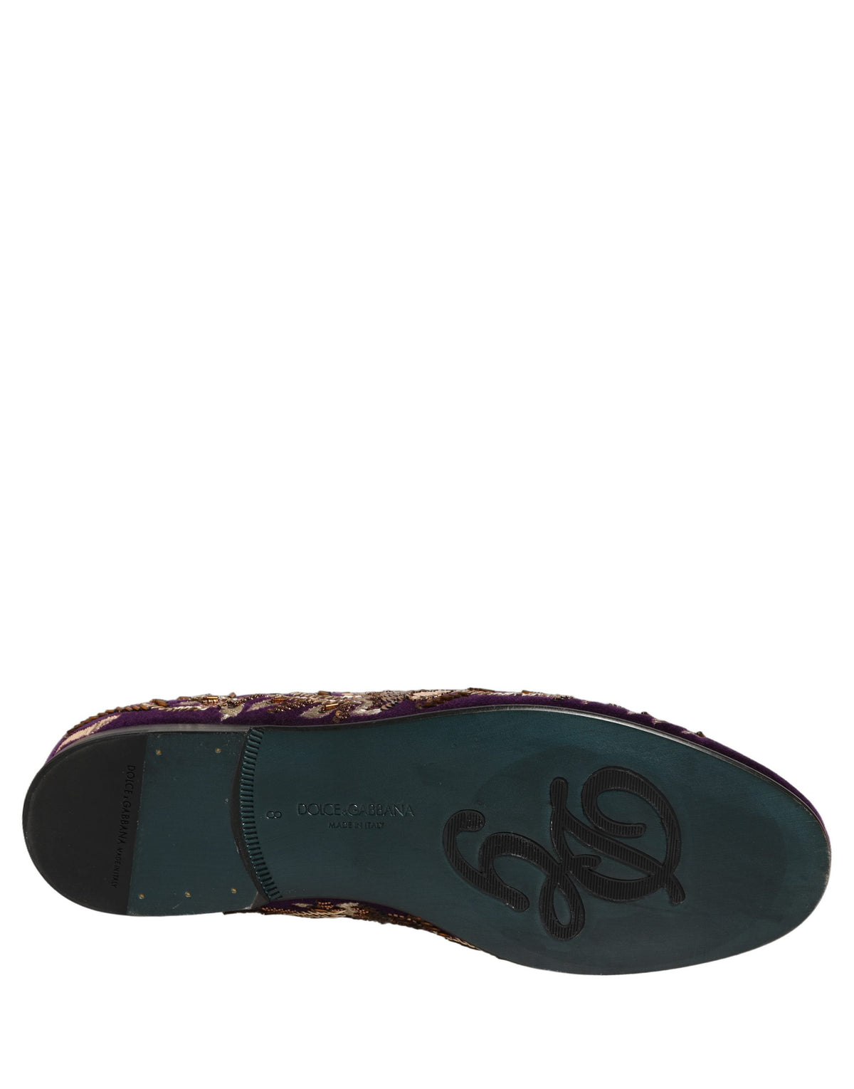Dolce & Gabbana 9 To 5 Men's Leather & Velvet Loafer Slip-On Shoes - Violet Floral Signature