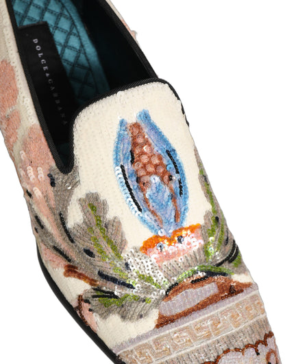 Dolce & Gabbana 9 To 5 Men's Leather & Sequins Loafer Slip-On Shoes - Multicolor Signature