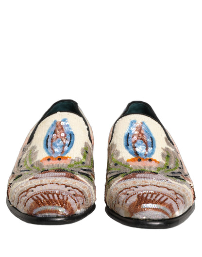 Dolce & Gabbana 9 To 5 Men's Leather & Sequins Loafer Slip-On Shoes - Multicolor Signature