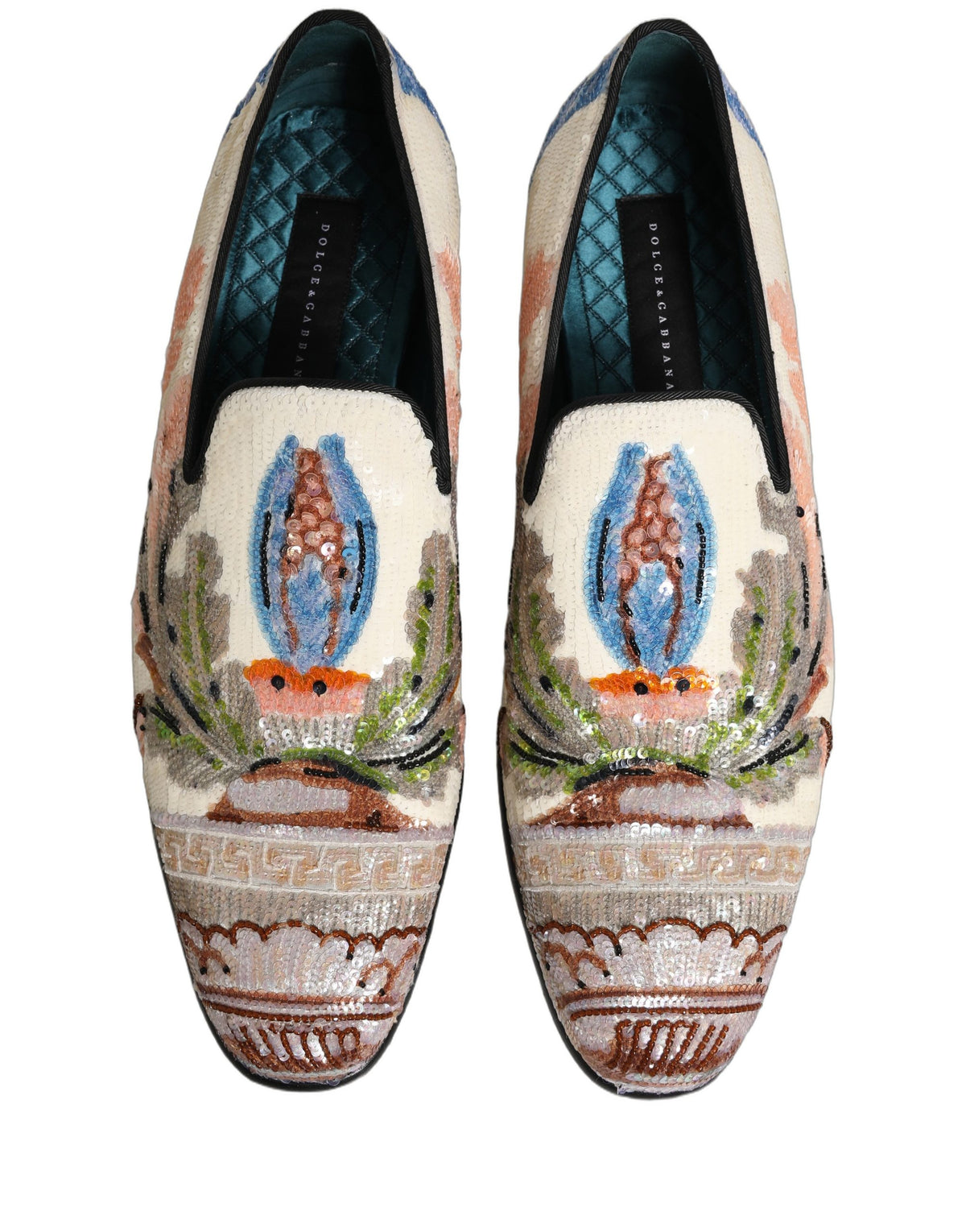 Dolce & Gabbana 9 To 5 Men's Leather & Sequins Loafer Slip-On Shoes - Multicolor Signature