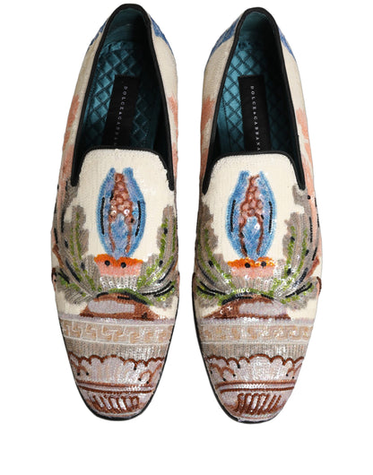 Dolce & Gabbana 9 To 5 Men's Leather & Sequins Loafer Slip-On Shoes - Multicolor Signature