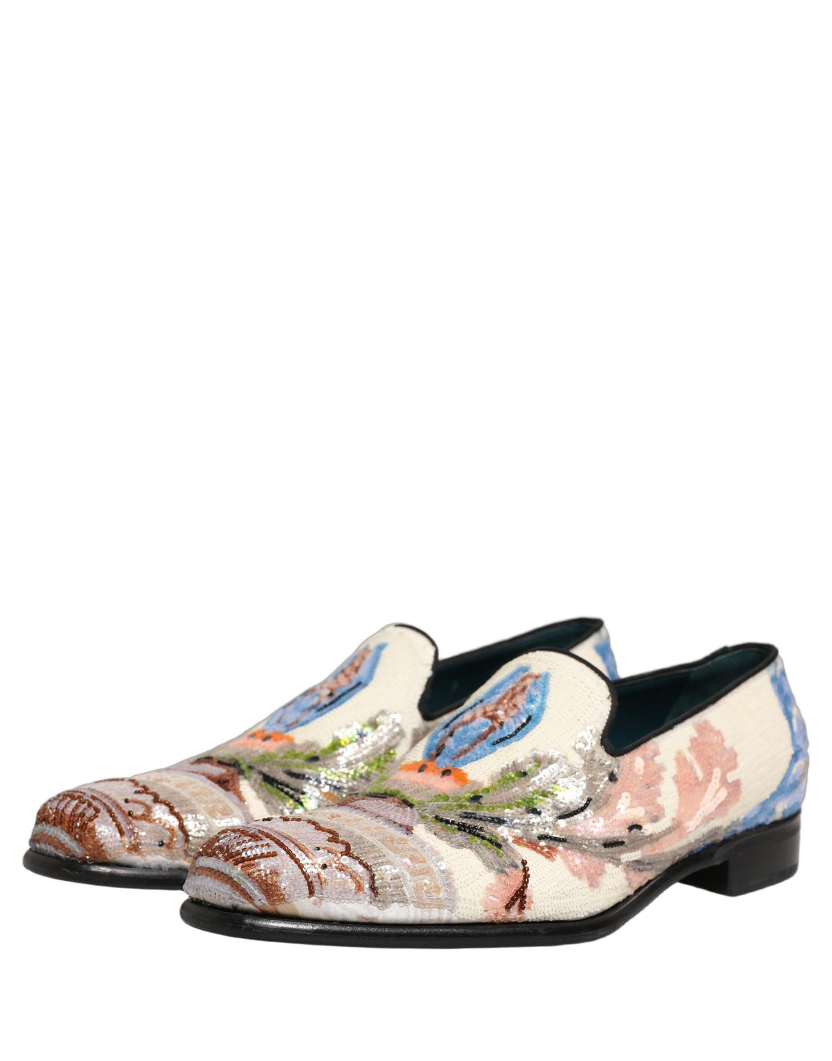 Dolce & Gabbana 9 To 5 Men's Leather & Sequins Loafer Slip-On Shoes - Multicolor Signature
