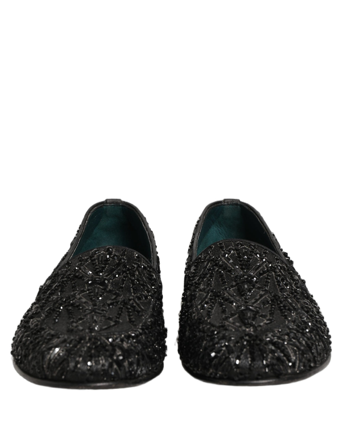 Dolce & Gabbana 9 To 5 Men's Leather & Velvet Loafer Slip-On Shoes - Black Signature