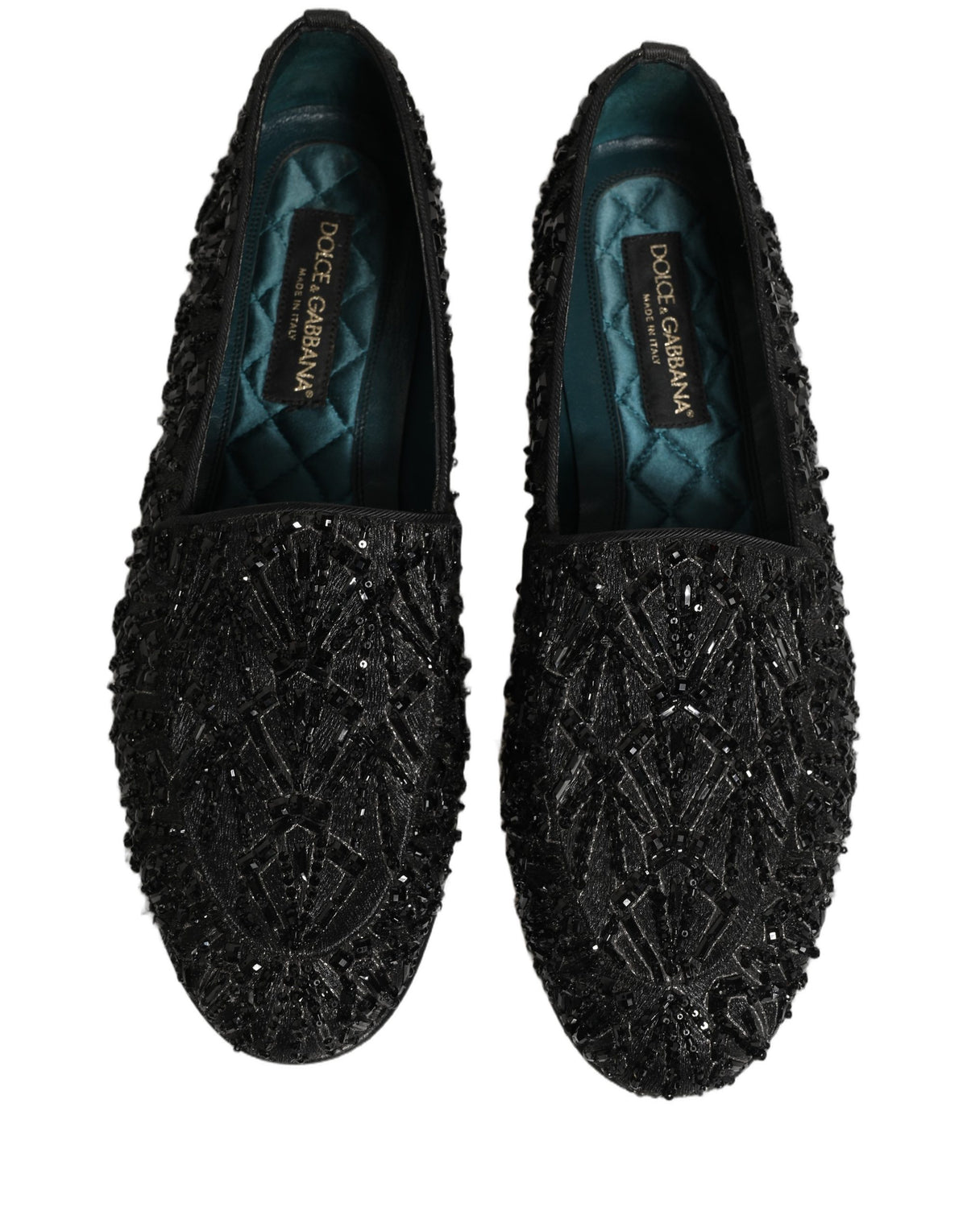 Dolce & Gabbana 9 To 5 Men's Leather & Velvet Loafer Slip-On Shoes - Black Signature