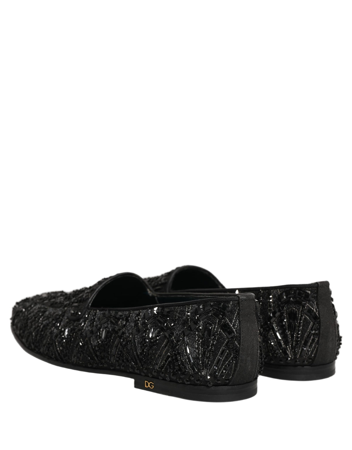 Dolce & Gabbana 9 To 5 Men's Leather & Velvet Loafer Slip-On Shoes - Black Signature