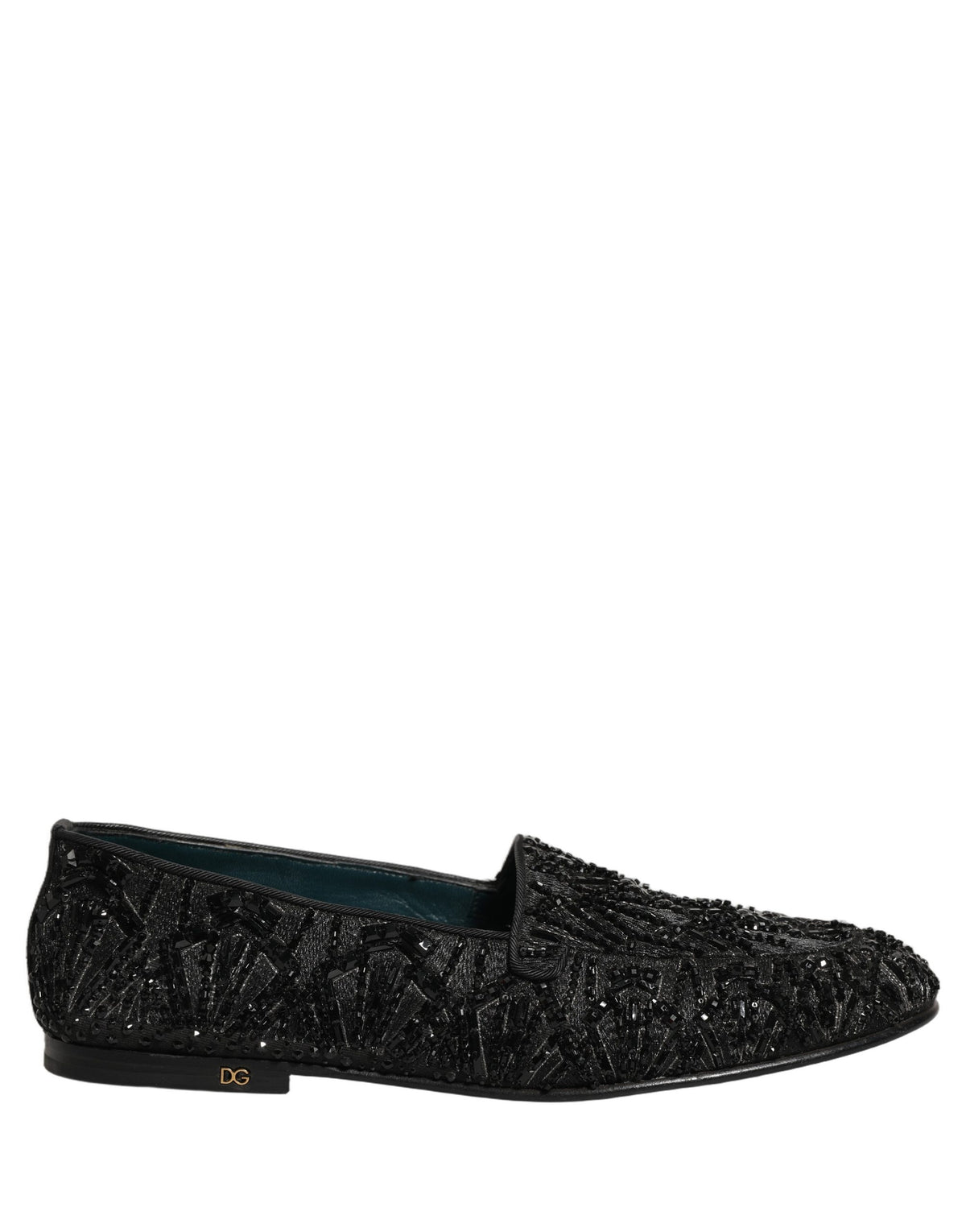 Dolce & Gabbana 9 To 5 Men's Leather & Velvet Loafer Slip-On Shoes - Black Signature