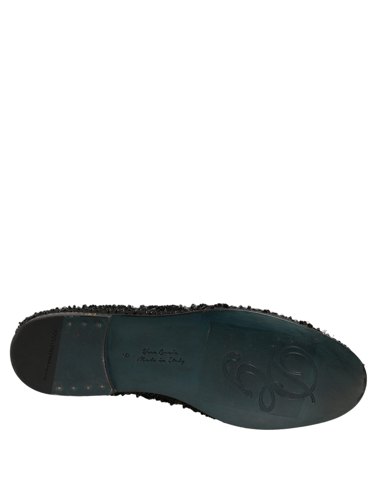 Dolce & Gabbana 9 To 5 Men's Leather & Velvet Loafer Slip-On Shoes - Black Signature