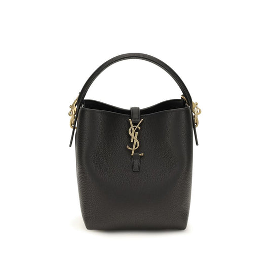 Saint Laurent Le 37 Bos Taurus Calf Grained Leather Shoulder Bucket Pouch Bag - Black Signature