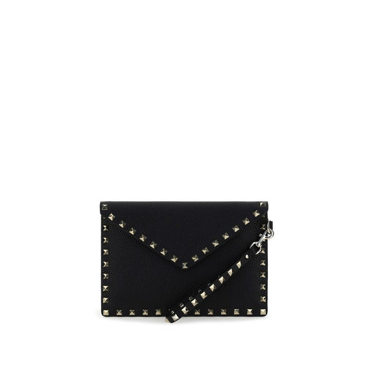 Cardholder Wallet by Valentino Garavani for women in bos taurus calfskin leather black presents a refined silhouette, artfully capturing the essence of the Rockstud Bos Taurus Calfskin Leather Cardholder Wallet design with sophisticated card-organization compact-design for a refined look.