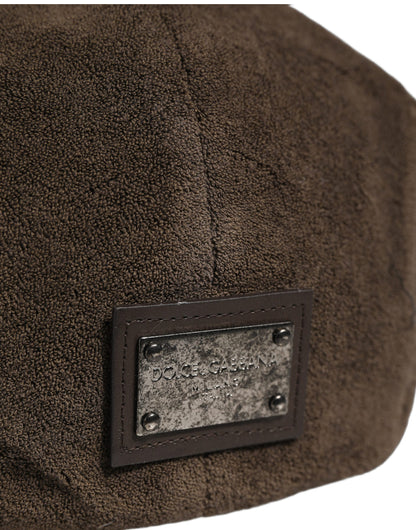 Dolce & Gabbana Men Brown Cotton Newsboy Cloth Capello Hat