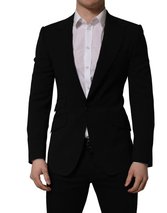 Dolce & Gabbana Men's Single Breasted Virgin Wool & Silk Blazer - Black