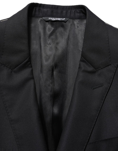 Dolce & Gabbana Men's Single Breasted Virgin Wool Silk Viscose & Cupro Blazer - Black